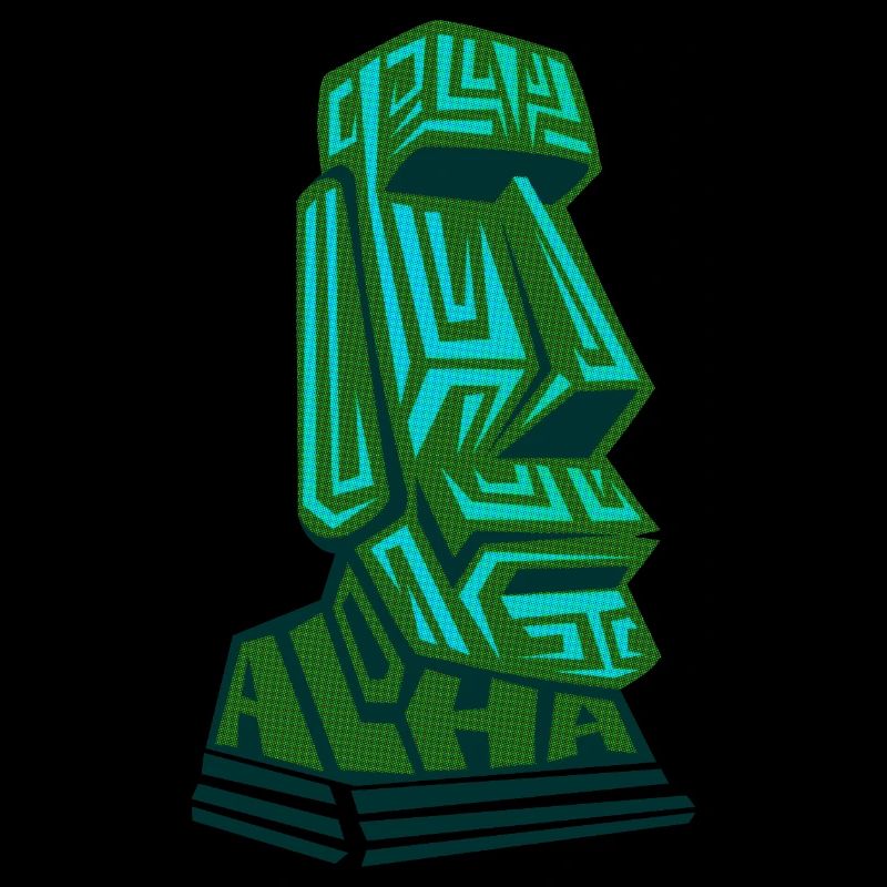 Aloha Moai Tiki Stone Head Île de Pâques vintage vert