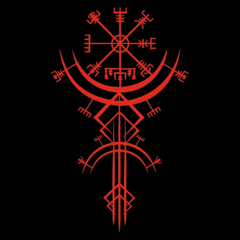 Rotes Symbol eines Wikinger-Kompasses