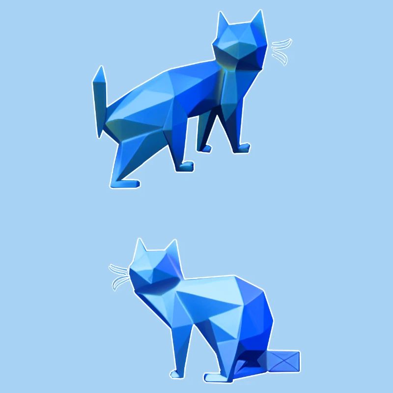 Blue Polygon Cat Duo