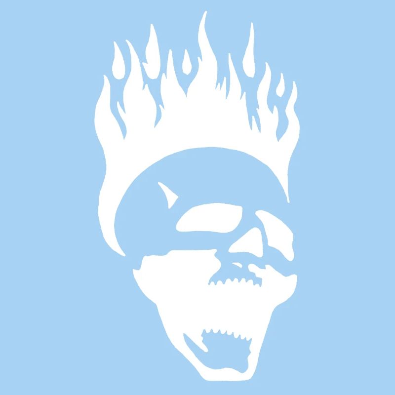 Flaming screaming skull (white)
