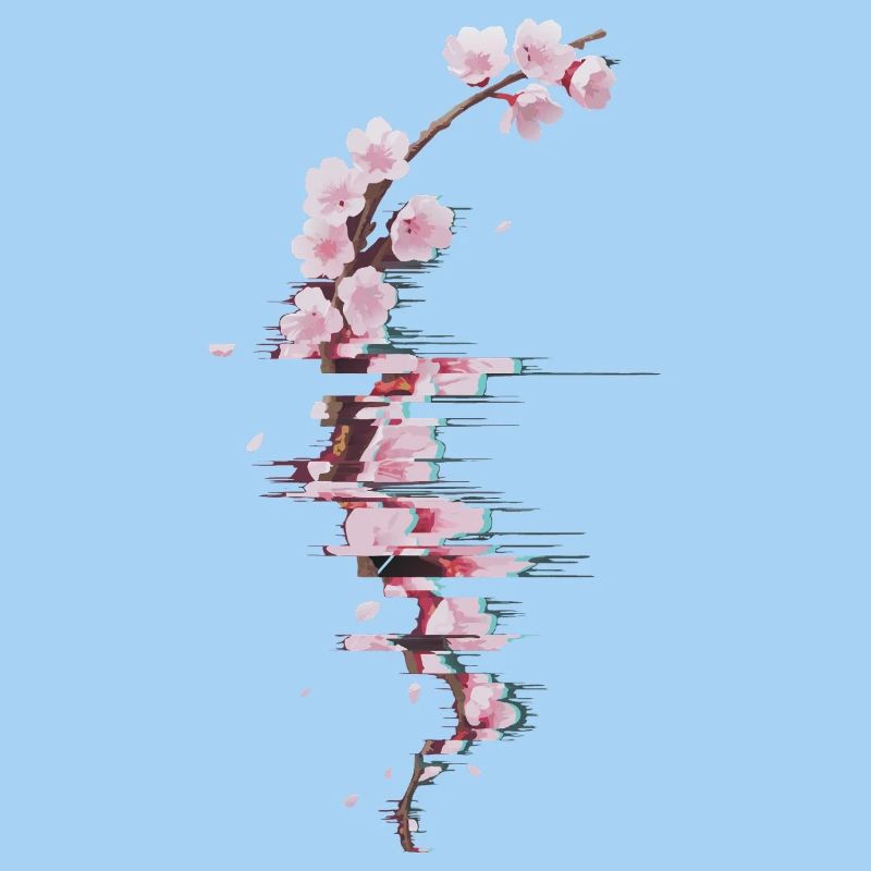 Glitch Cherry Blossom Modern Blossom Branch