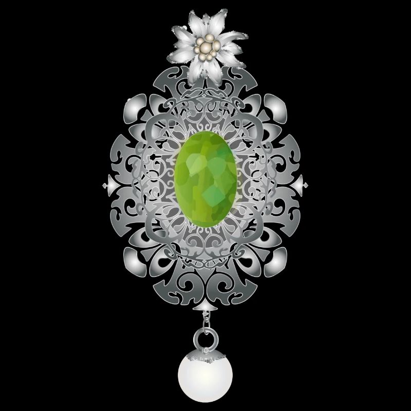 zeitlose Trachten Smaragd Brosche mit Perle