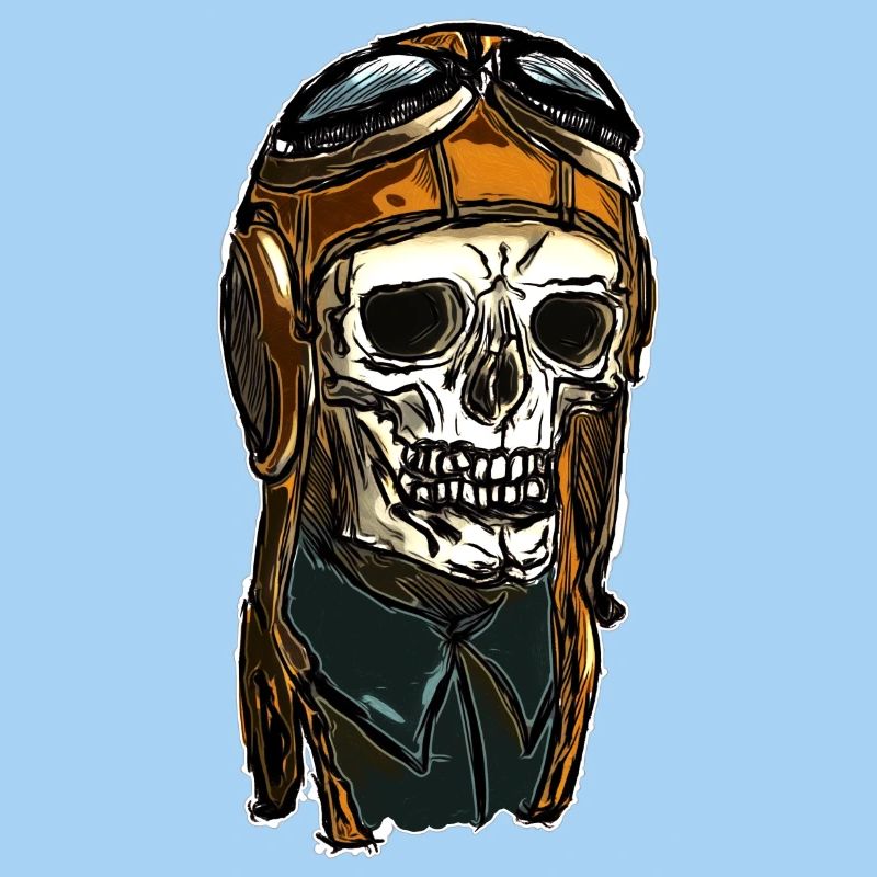 Skull with helmet cap