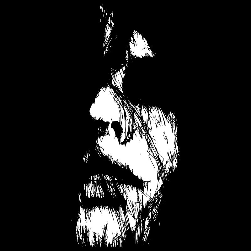 Abstract art woman face black and white