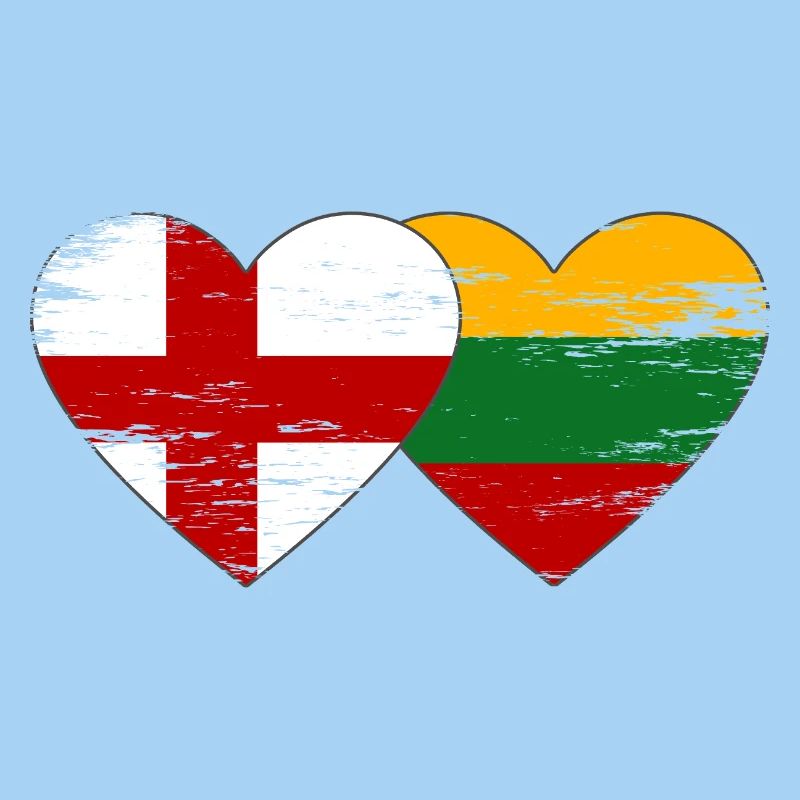 Angleterre Lituanie drapeau forme de coeur utilisé