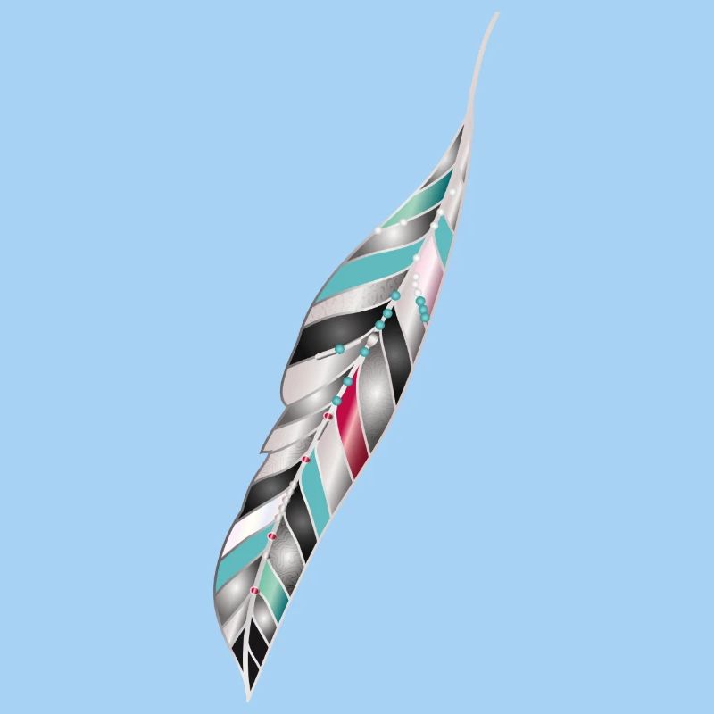 Artful bird feather in ethno style
