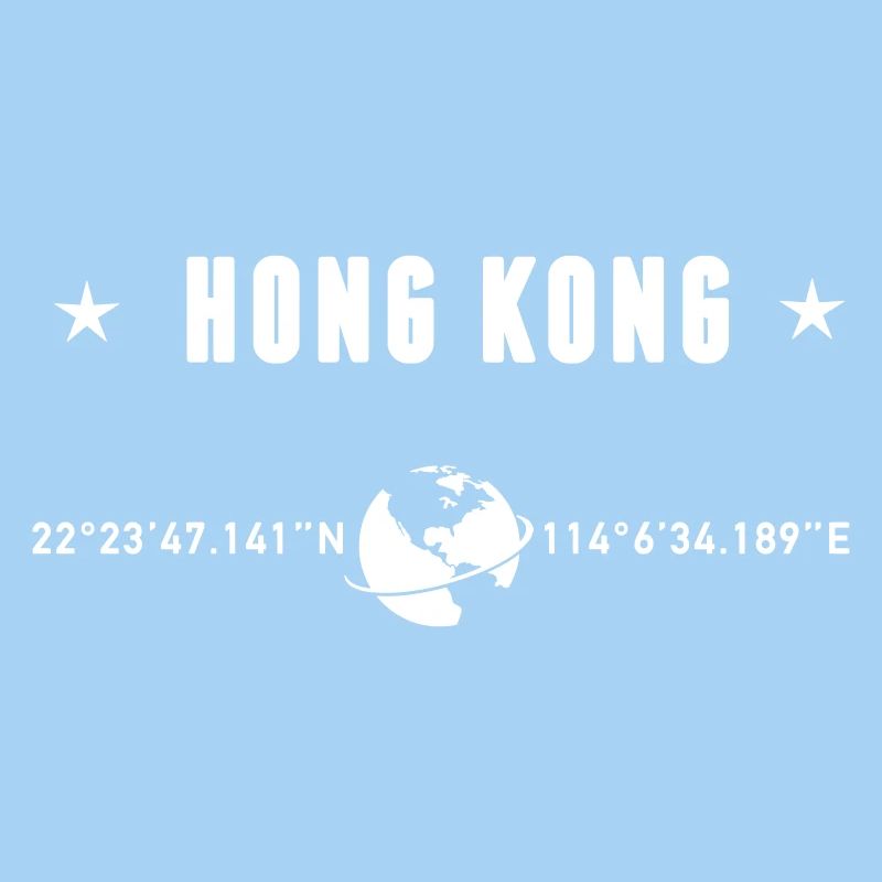 Hong Kong Coordinates White Typography
