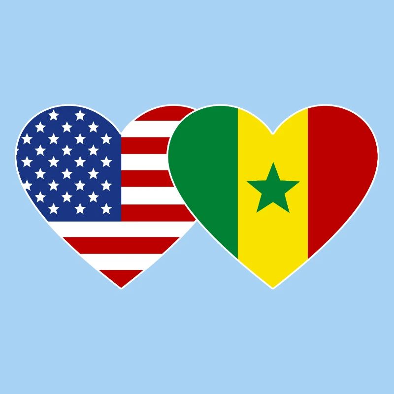 États-Unis Sénégal Drapeau Mains Forme Coeur