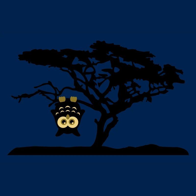 Eule Kopfüber Baum Hängen Different