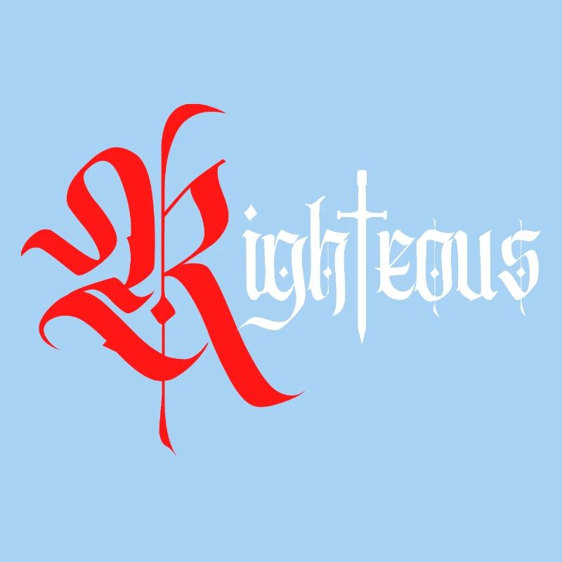 Gothic Righteous Design mit Schwert mit weißem Text