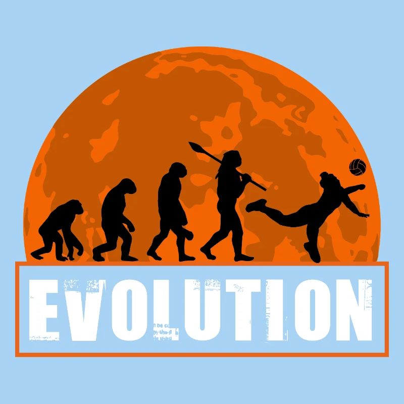 Volleyball Evolution Sunset Sports Silhouette Art