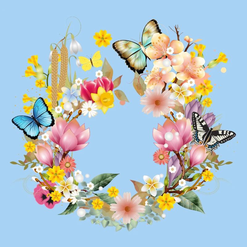 frühlingshafte bunte Blüten & Schmetterlinge