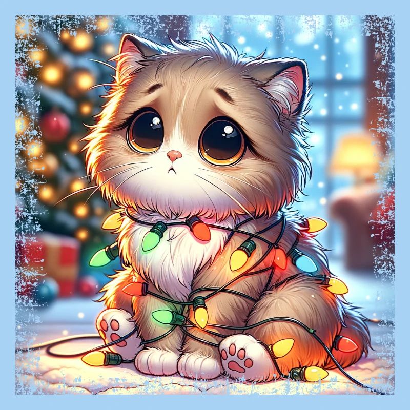 Chat de Noël mignon - Fée Lumières Chaos dans le