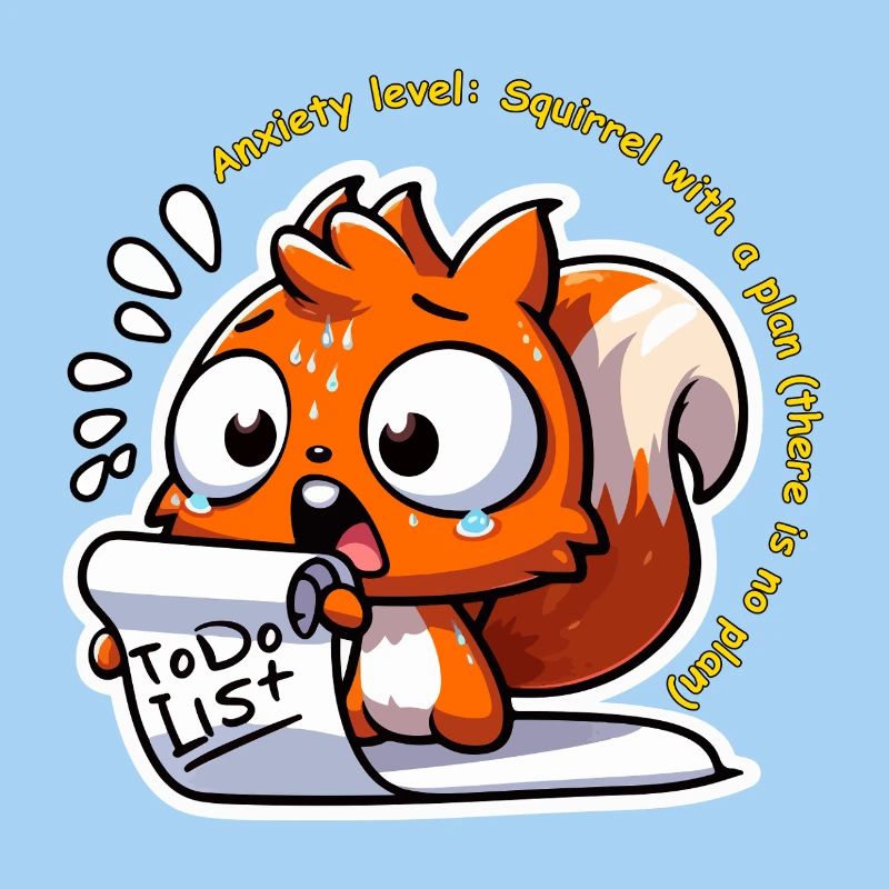 Anxious Squirrel with To-Do List