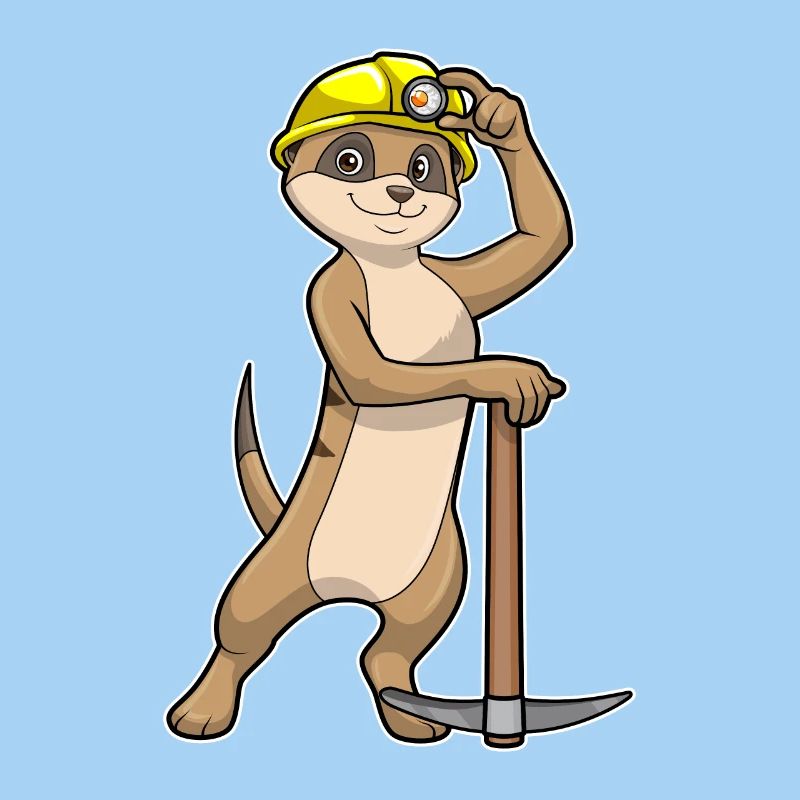 Suricate comme mineur avec pioche