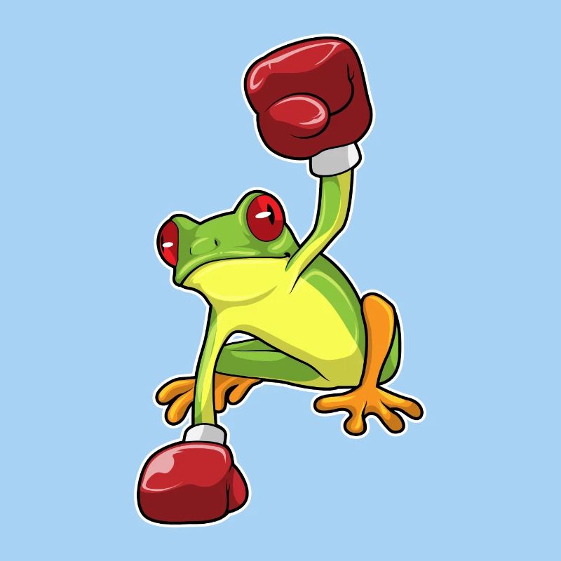 Frosch beim Boxen mit Boxhandschuhe