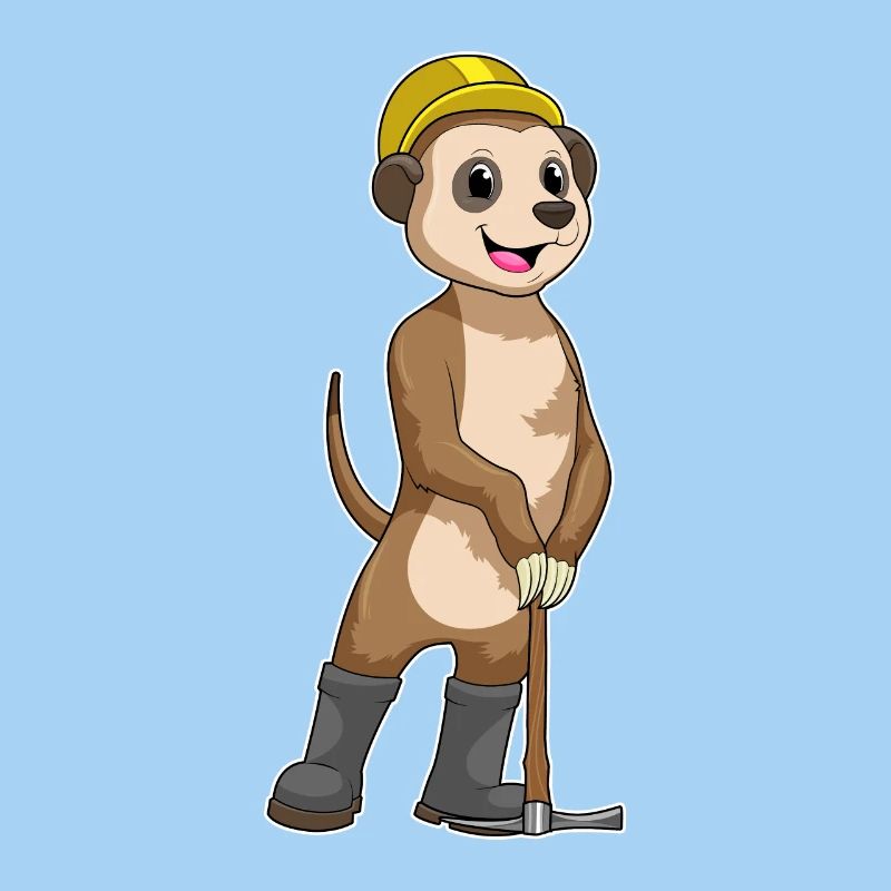 Erdmännchen als Bergarbeiter mit Spitzhacke