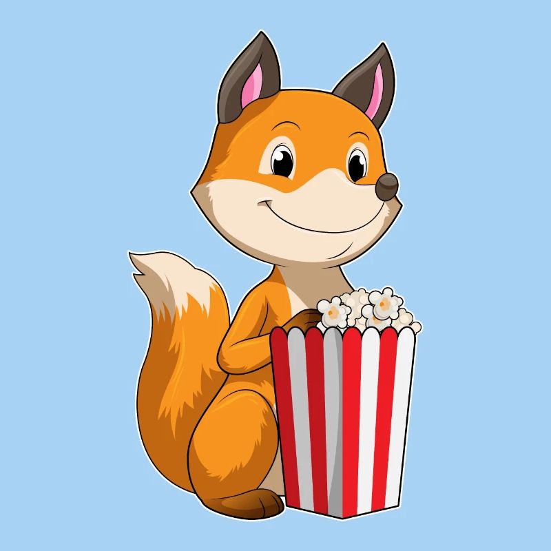 Fox with popcorn