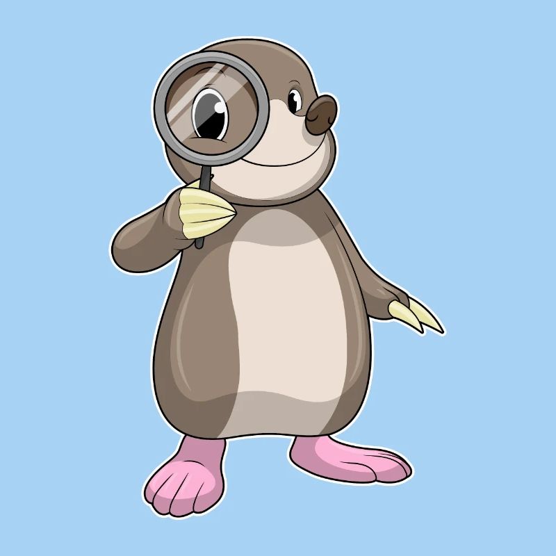 Mole with magnifying glass