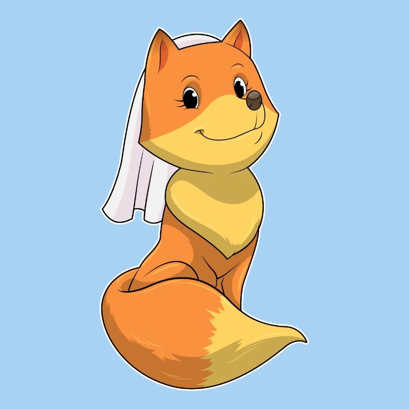 Renard comme mariée avec voile