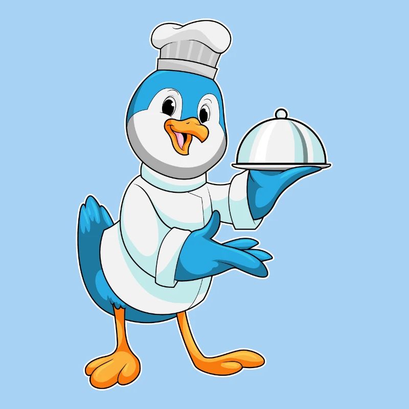 Vogel as a cook with serving plate