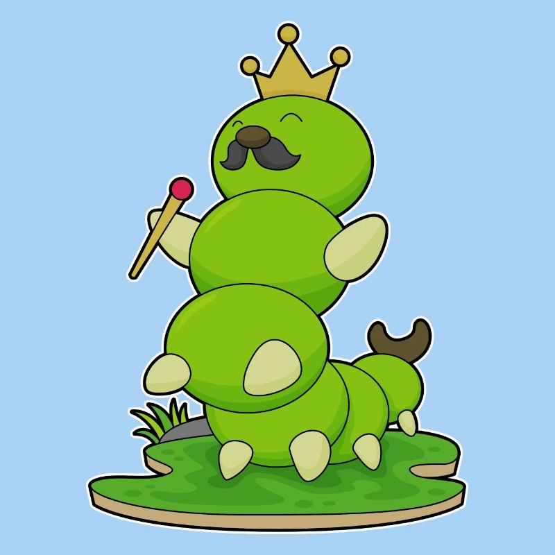 Caterpillar as king with crown