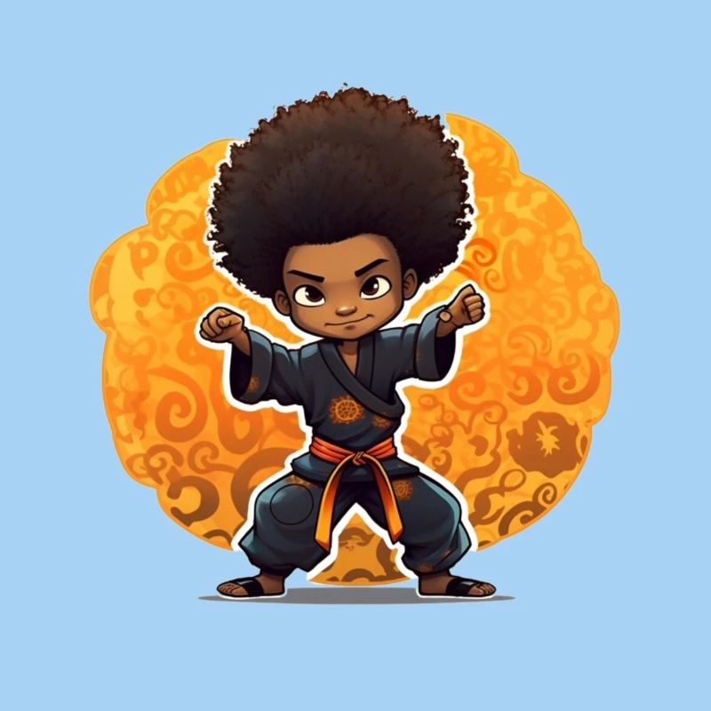 Kampfkunst-Kind mit Afro-Style
