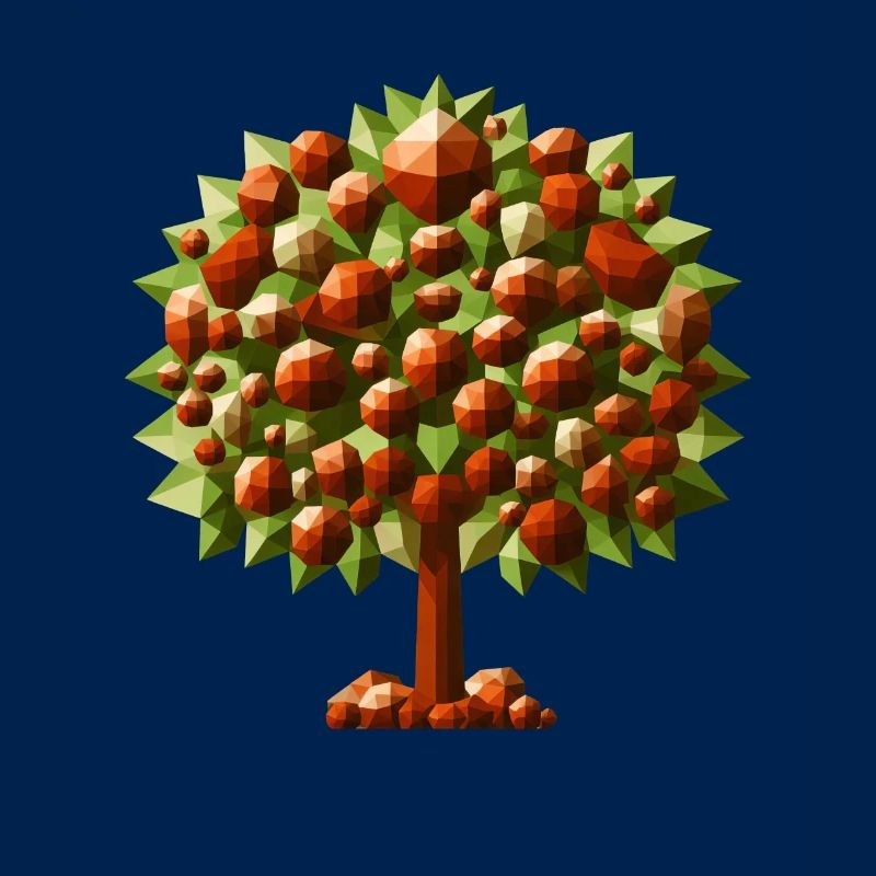 A deciduous chestnut tree in polygon style