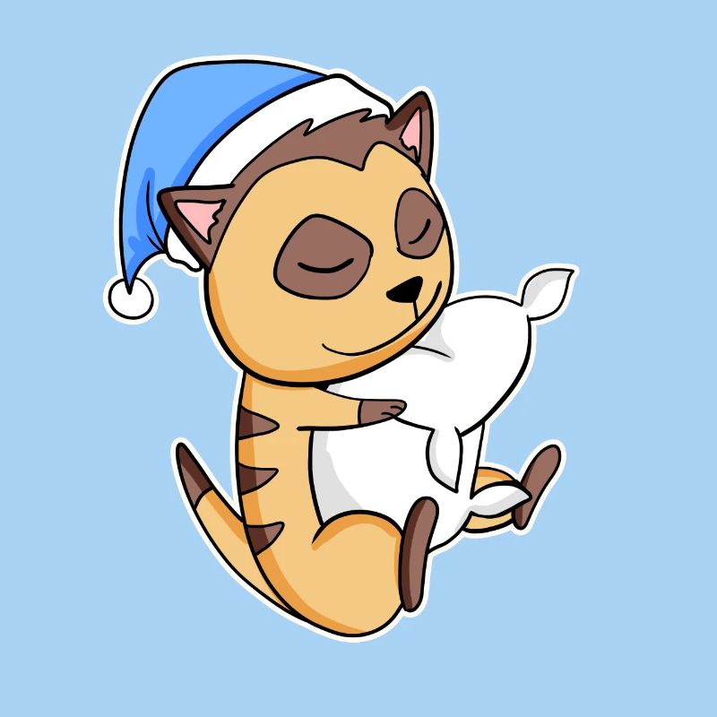 Erdmännchen mit Kissen und Schlafmütze