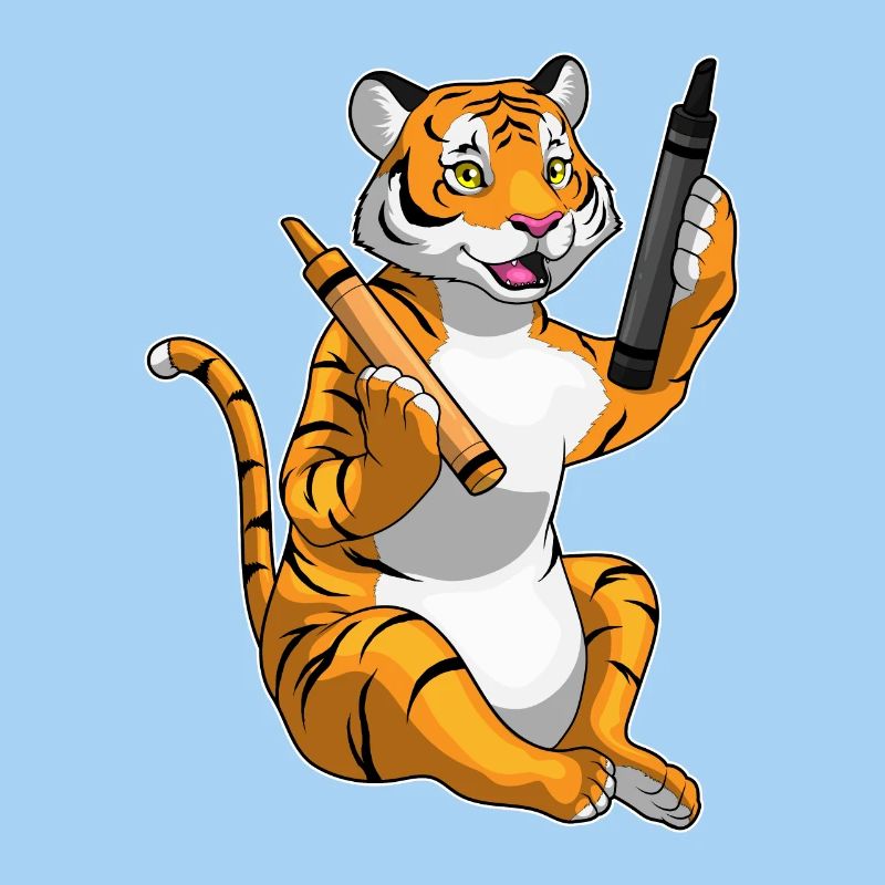 Tiger Schüler Buntstift Schule