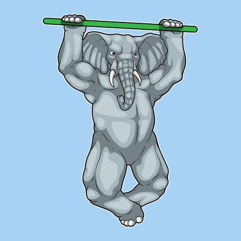 Elephant Bodybuilder Pull-Ups Bodybuilding