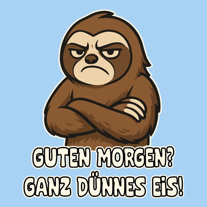 Grumpy sloth with saying