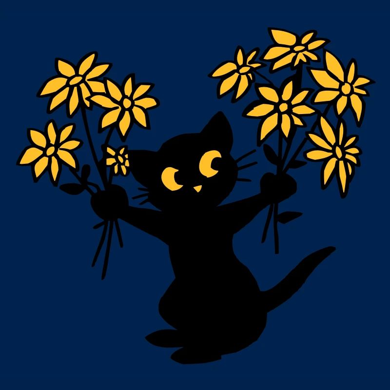 Die Katze mit Blumen