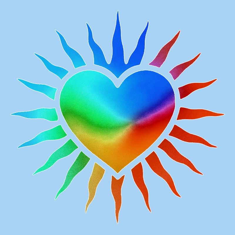 Rainbow Heart with Sun Rays