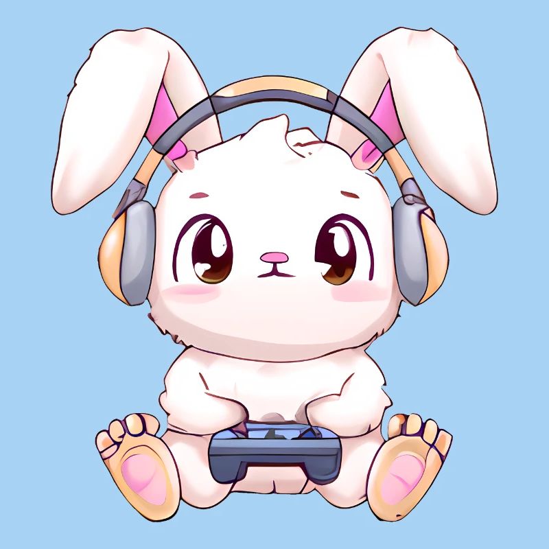 00271 Hase mit Kopfhörer und Controller