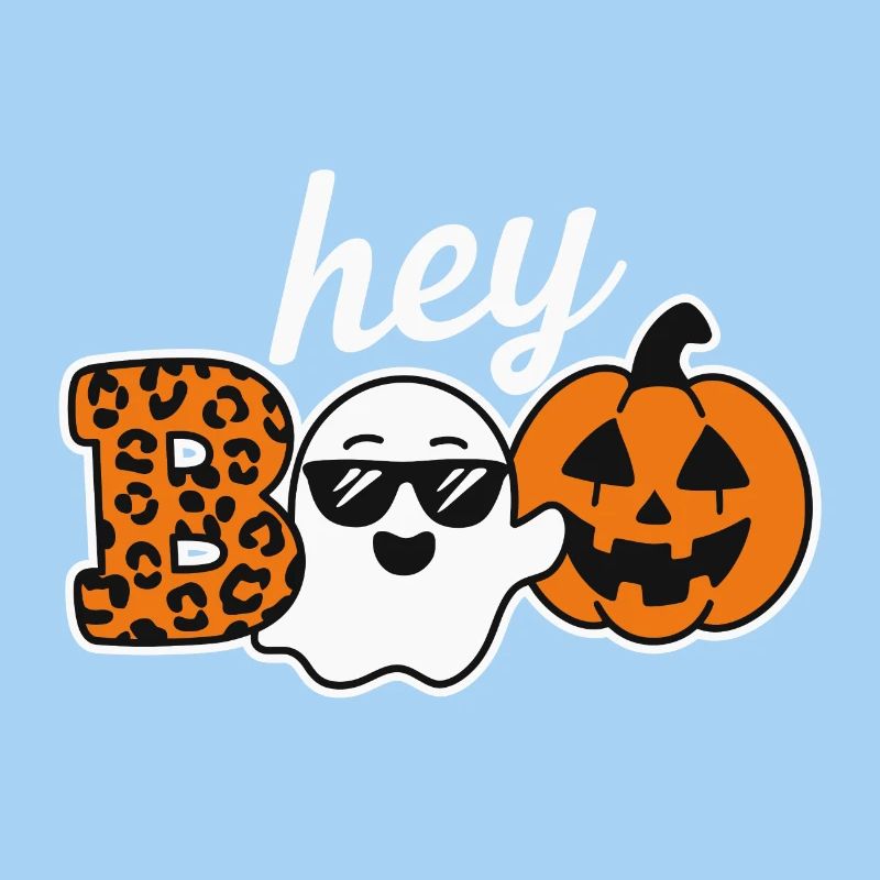 Hey Boo Halloween Leopard Ghost