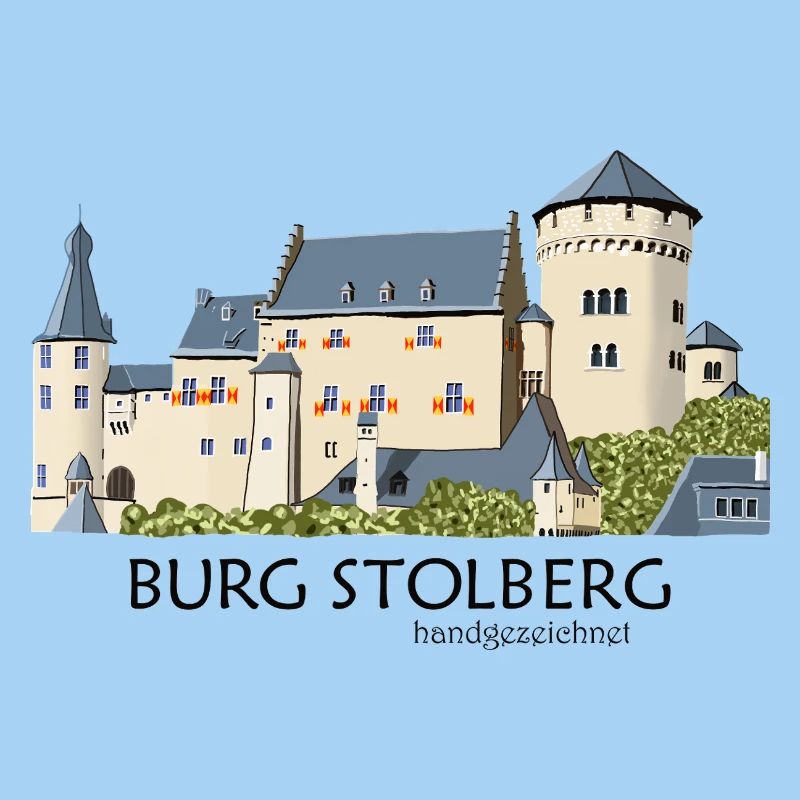 Stolberg Castle, Eifel, Middle Ages Hand Drawing