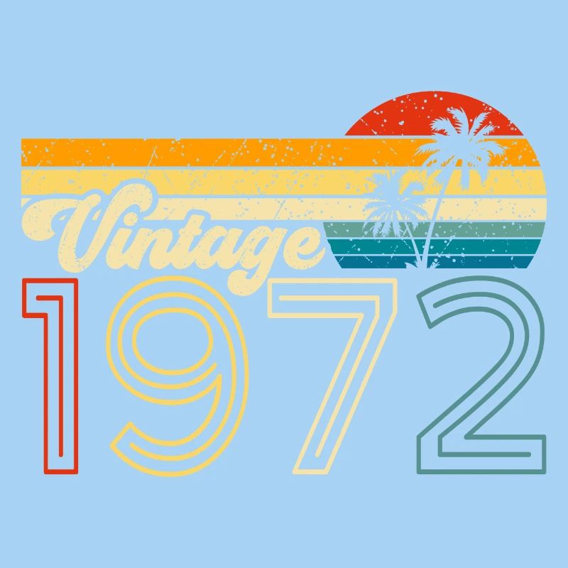 Vintage 70s design with retro palm trees
