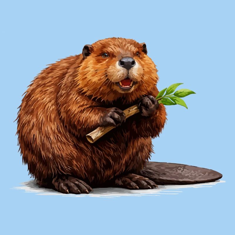 Castor avec illustration d’animaux forestiers branchés