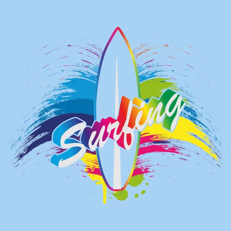 Typographie de surf surf arc-en-ciel splash