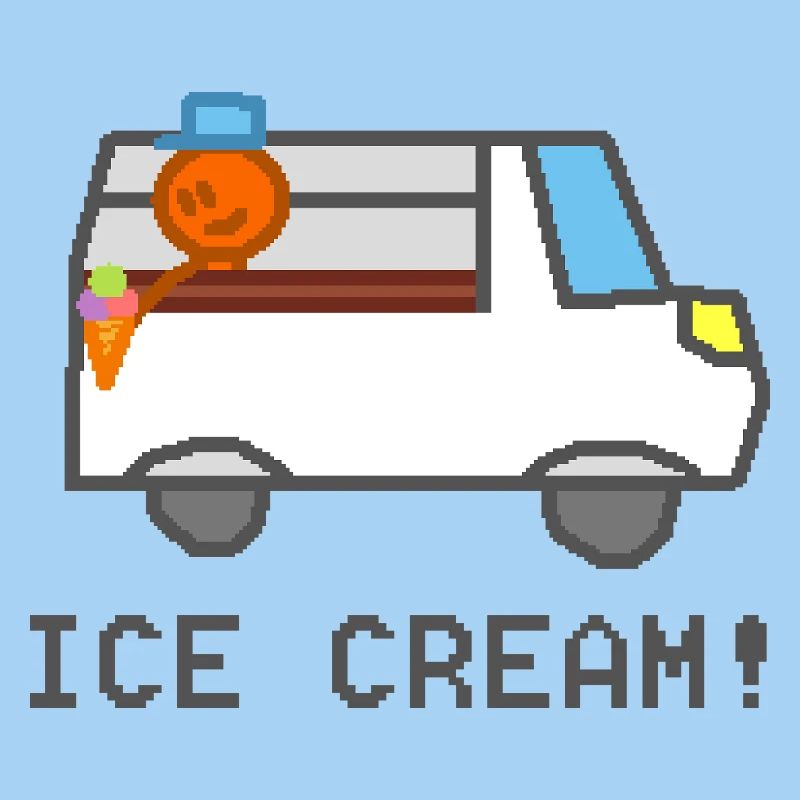 Eiswagen mit lächelnder Figur