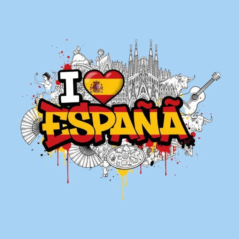 Lebendiges Graffiti Spanien Flagge Liebe Design