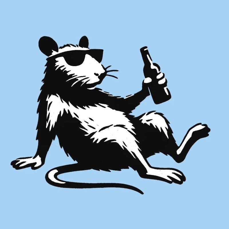 Ratte mit Flasche Sonnenbrille