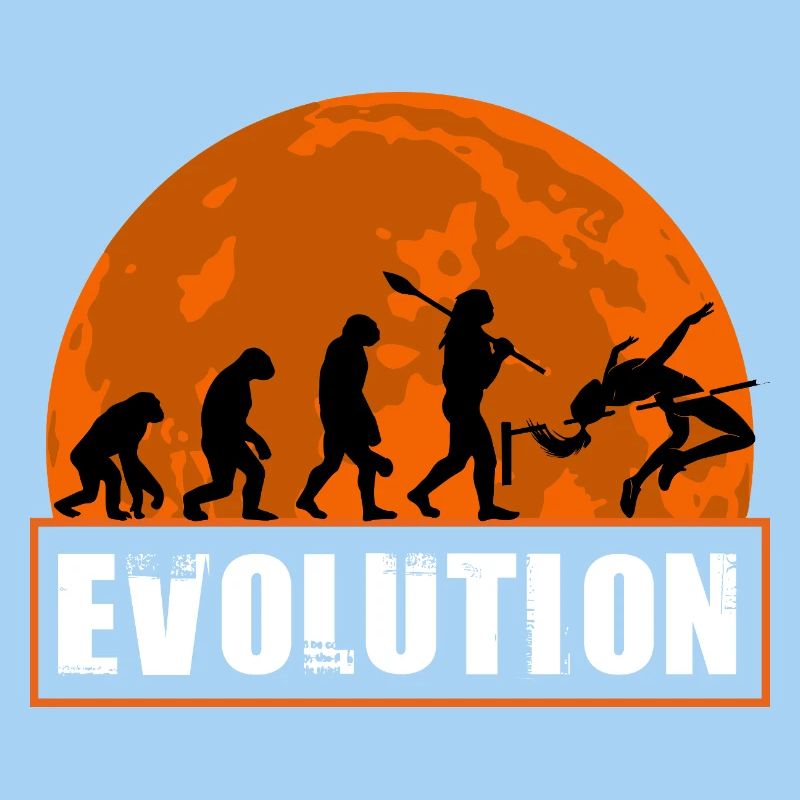 High Jumping Evolution Retro Athlete Silhouette