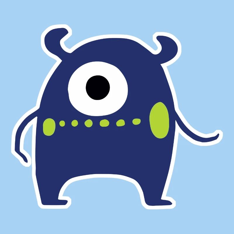 Navy Blue Cyclops Monster | Cute Chibi Alien 