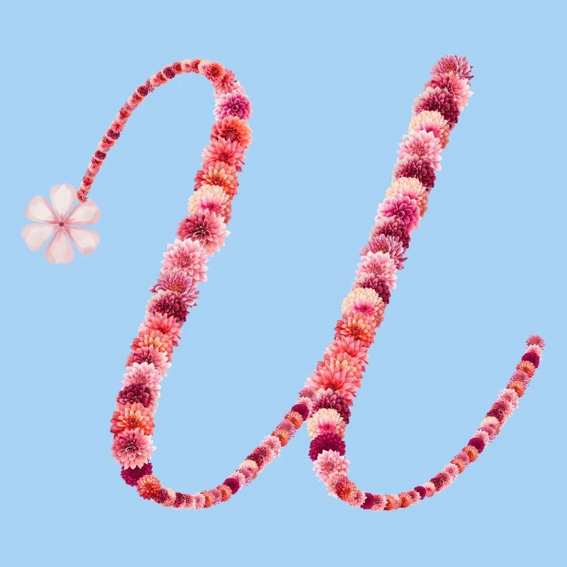 Romantisches Blumenmonogramm "U"