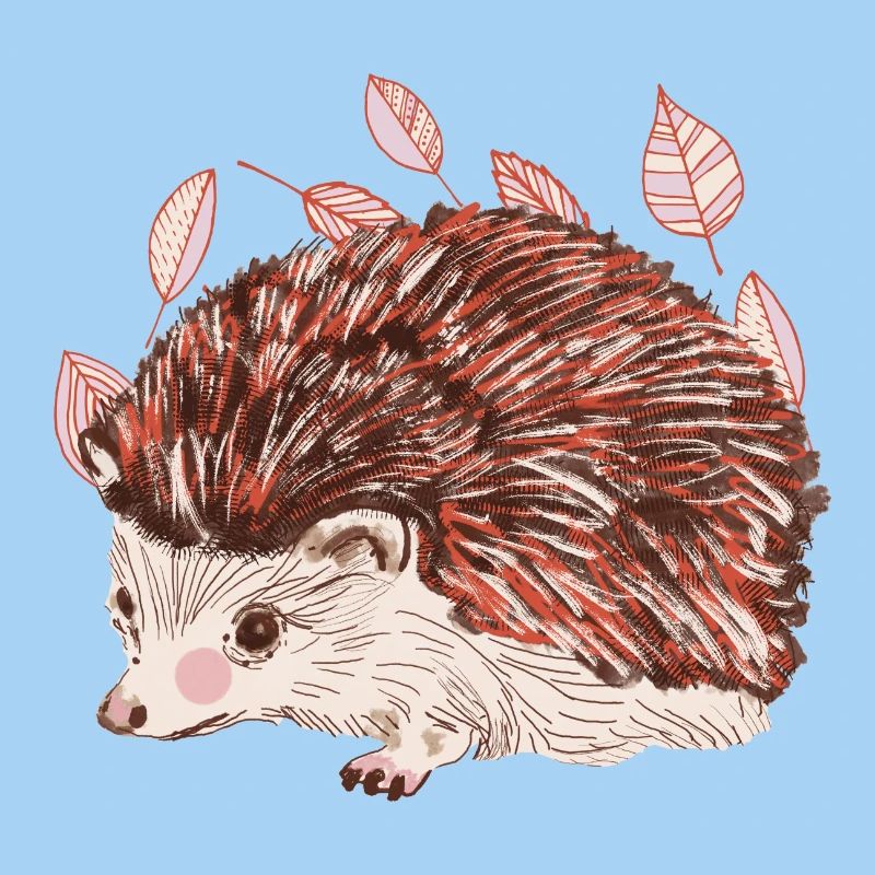 Autumn hedgehog with red fur accent