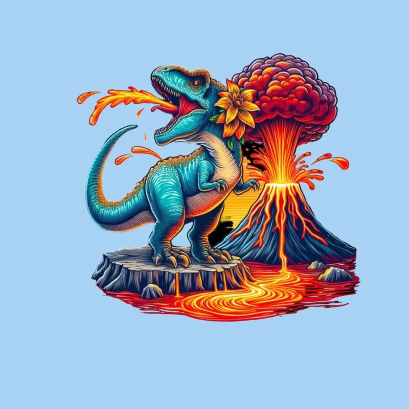 Dino Vulkaneruption mit Blume