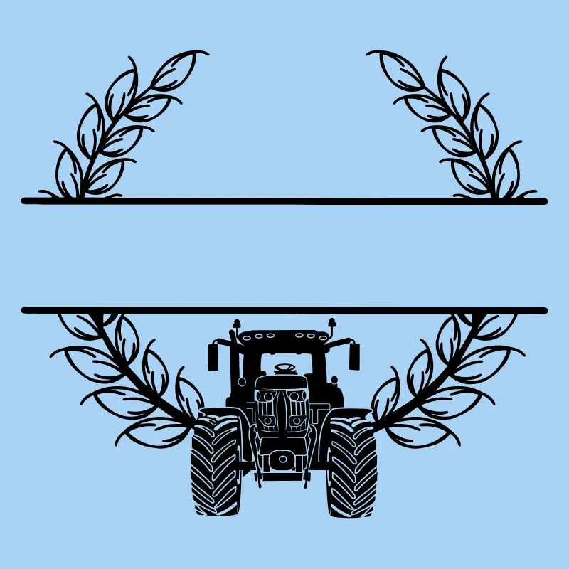 Tractor front view in wheat wreath