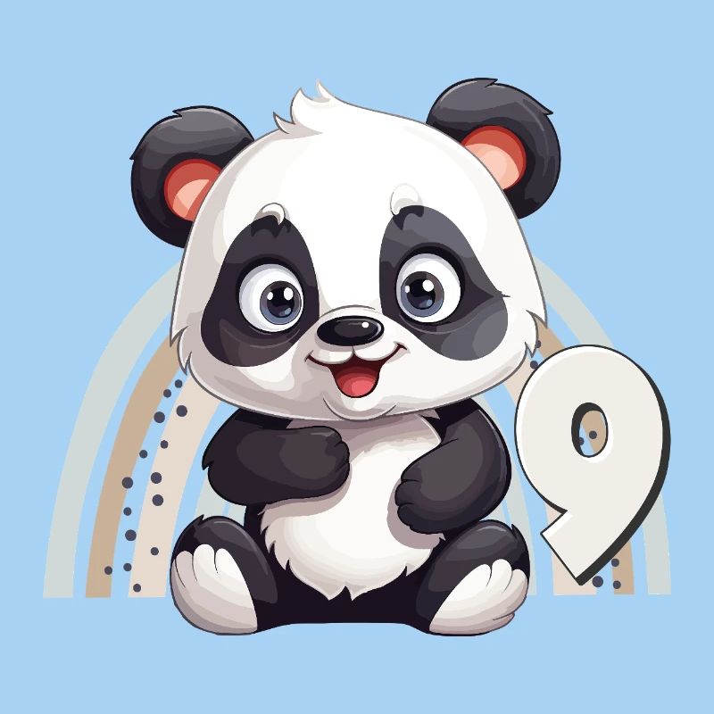 9ème anniversaire Panda Ours Arc-en-ciel Mignon Mignon